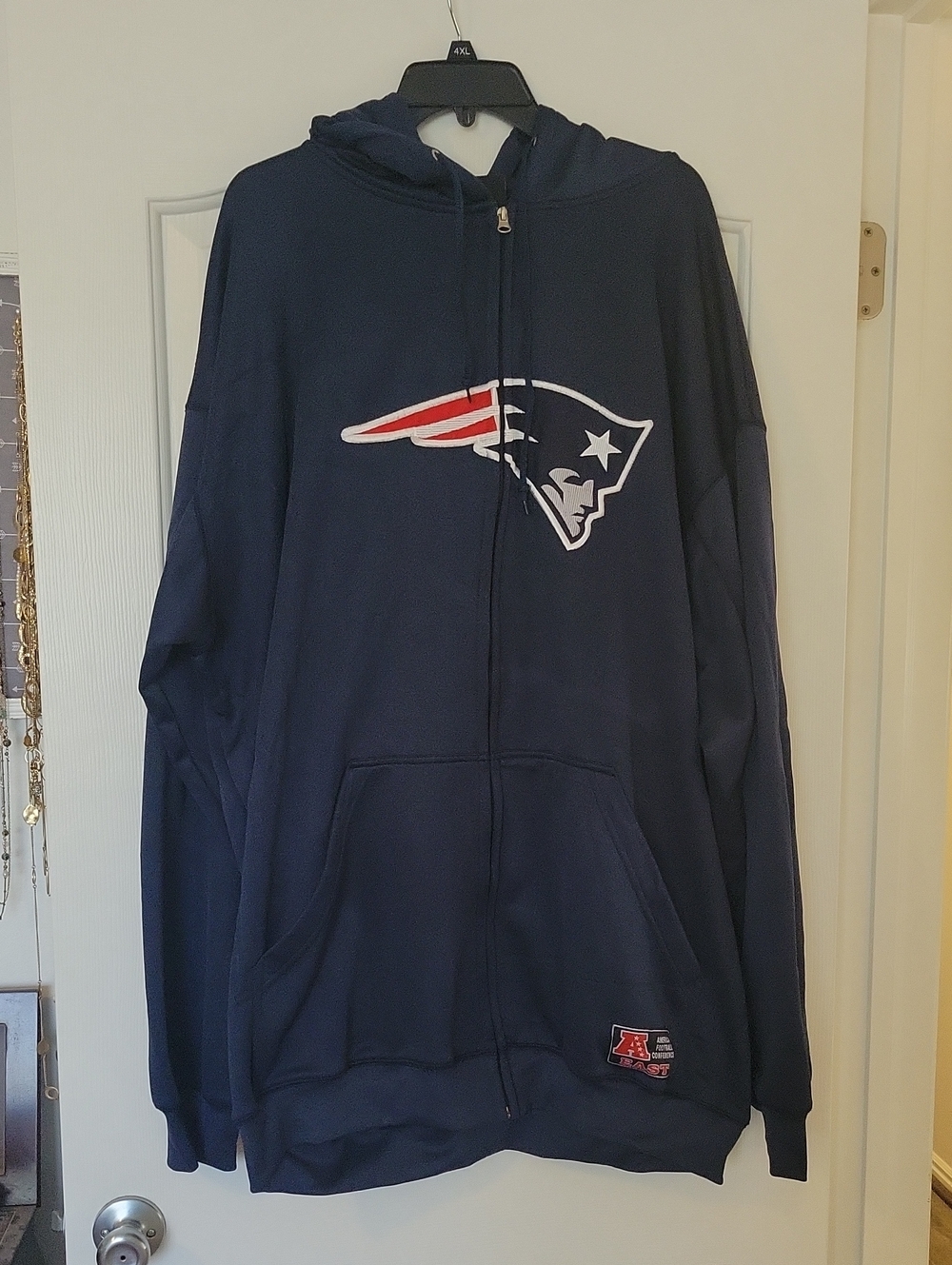Patriots Logo Navy Full-Zip Hoodie Jacket